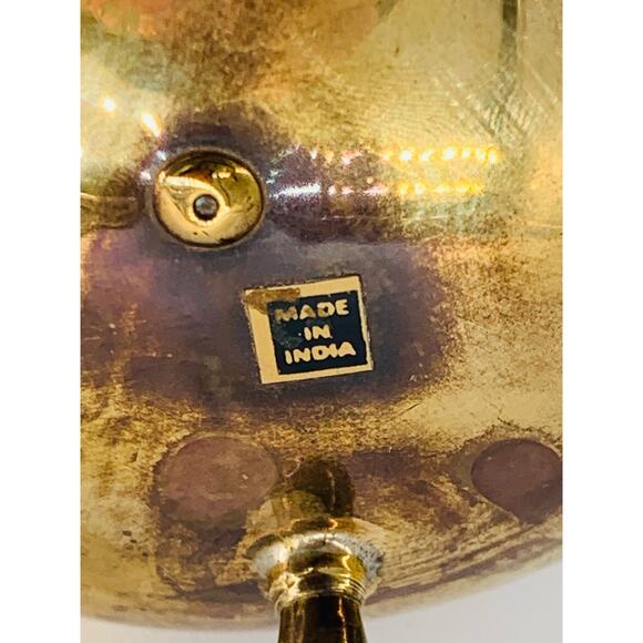 Vintage Brass Tea Kettle Teapot Etched Legs Wood Handle Mini India Missing Lid - Picture 9 of 12